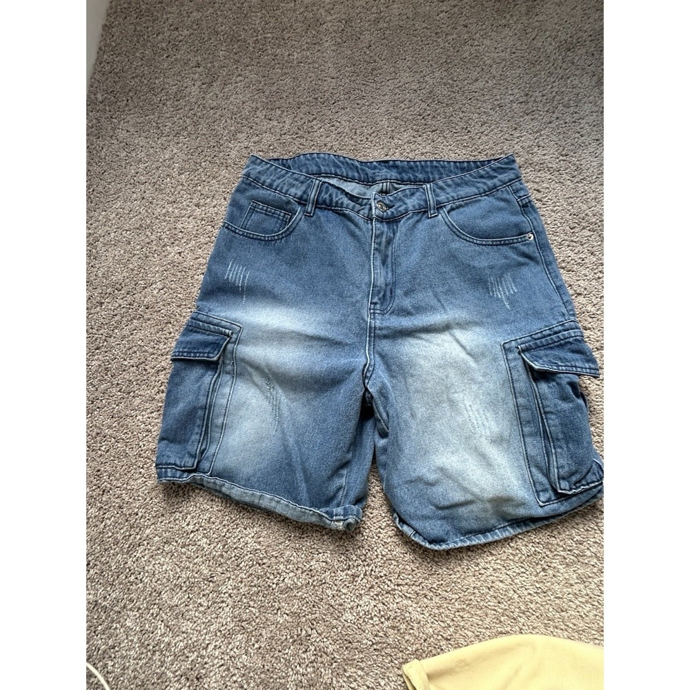 Mandinity Vintage Short Jeans Men Blue Wash Si L Rare Shorts High Quality